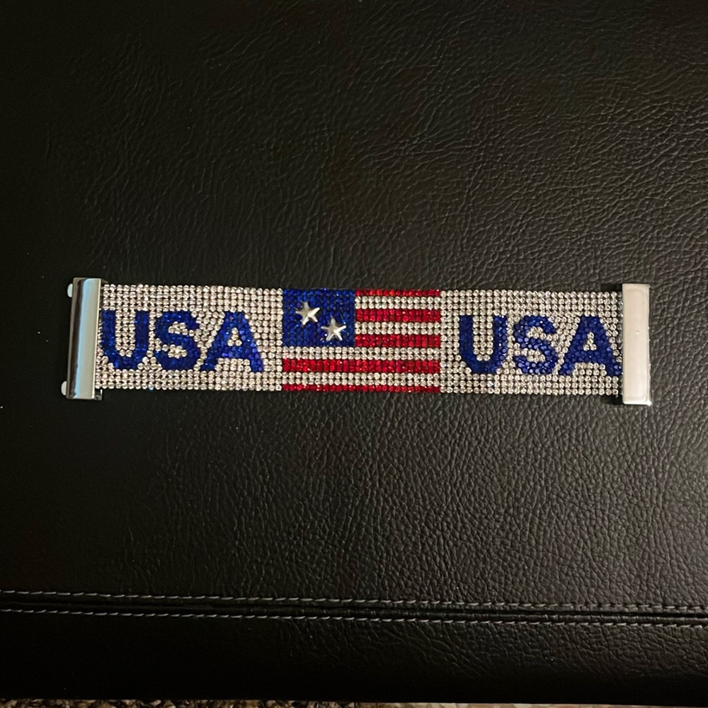 Silver tone multicolor Austrian crystal magnetic bracelet, USA